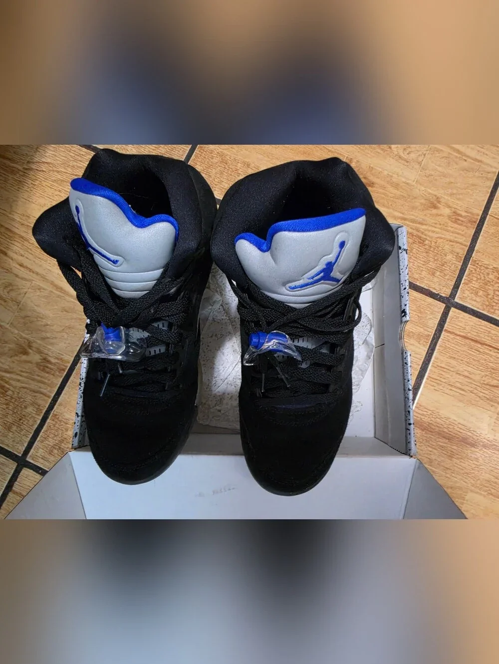 Jordan Big Kids Black & Blue Basketball Sneakers 7y